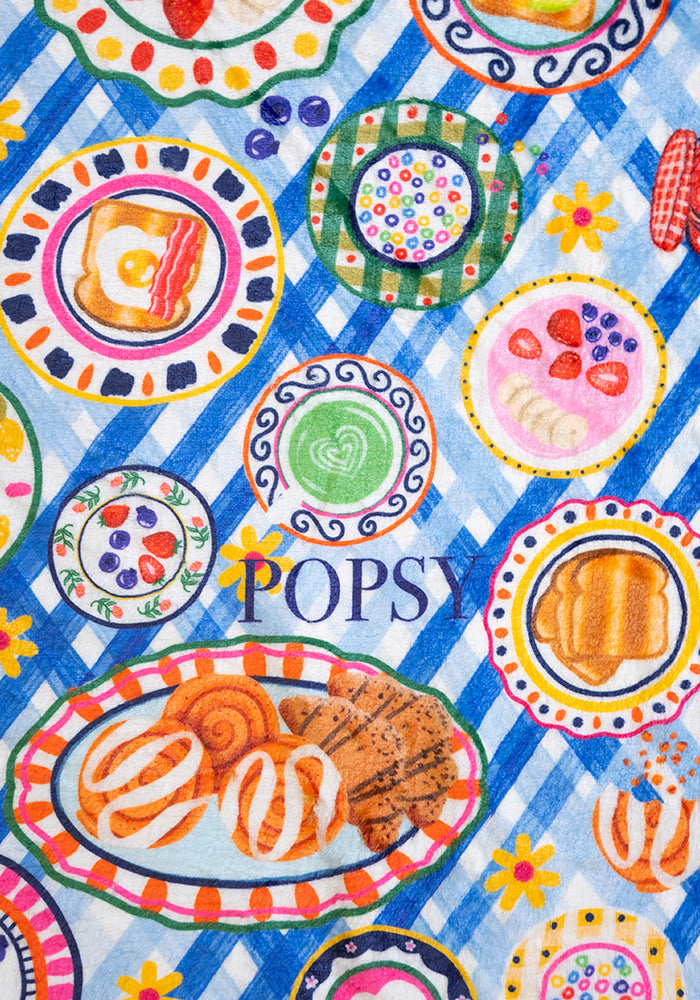 Sixth angle of Breakfast Table Print Plush Throw Blanket (Pop-Under)