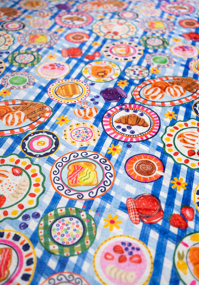 Fifth angle of Breakfast Table Print Plush Throw Blanket (Pop-Under)