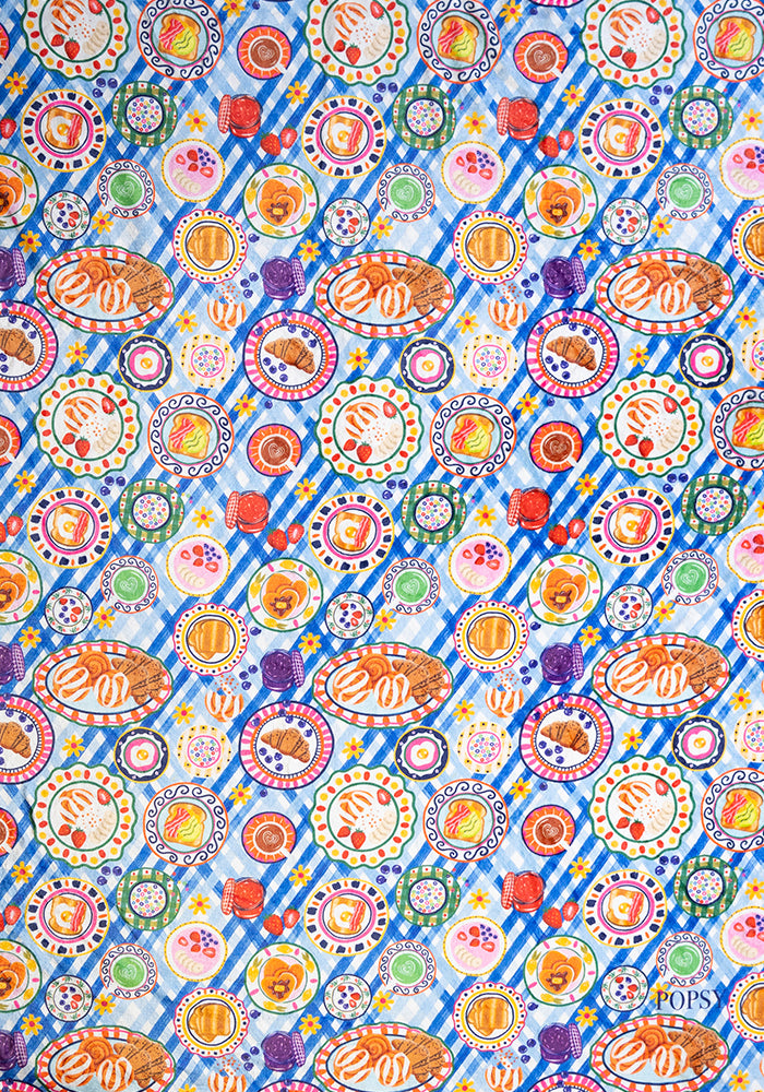 Third angle of Breakfast Table Print Plush Throw Blanket (Pop-Under)