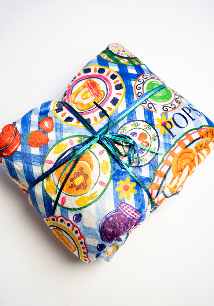 Fourth angle of Breakfast Table Print Plush Throw Blanket (Pop-Under)