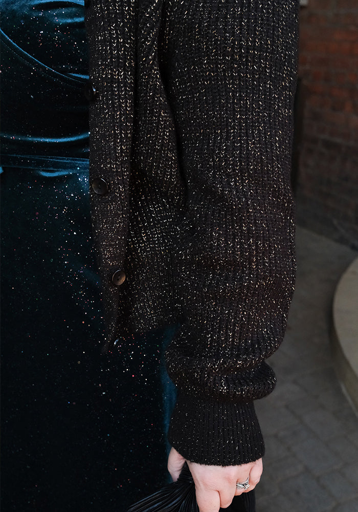 Second angle of Black &amp; Gold Lurex Cardigan