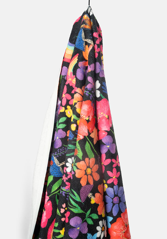 Sixth angle of Large Garden Rainbow Floral Print Towel