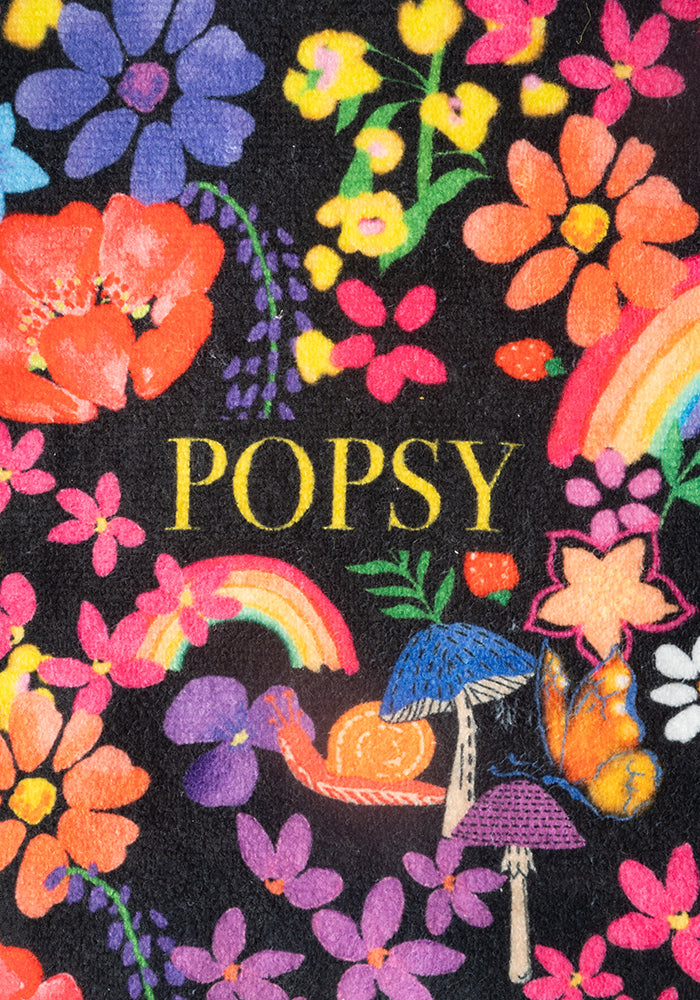 Second angle of Large Garden Rainbow Floral Print Towel