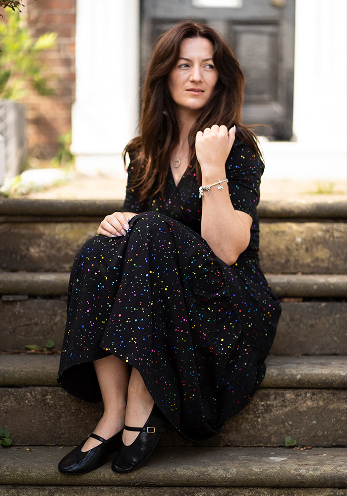 Seventh angle of Black Metallic Ballet Pump