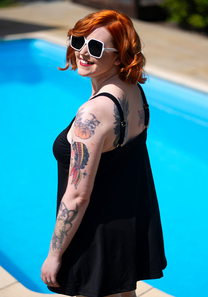 Second angle of Black Skirted Swimsuit, black Skirted Swimsuit An easy, confidence-boosting swimwear essential.