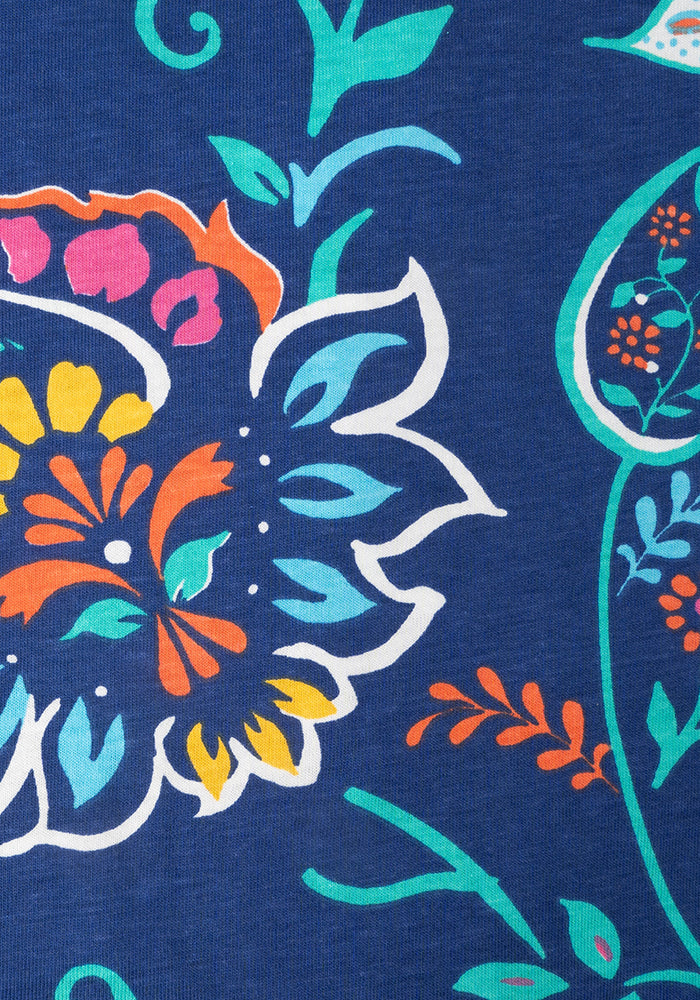 Navy Paisley Print Cotton Nightshirt