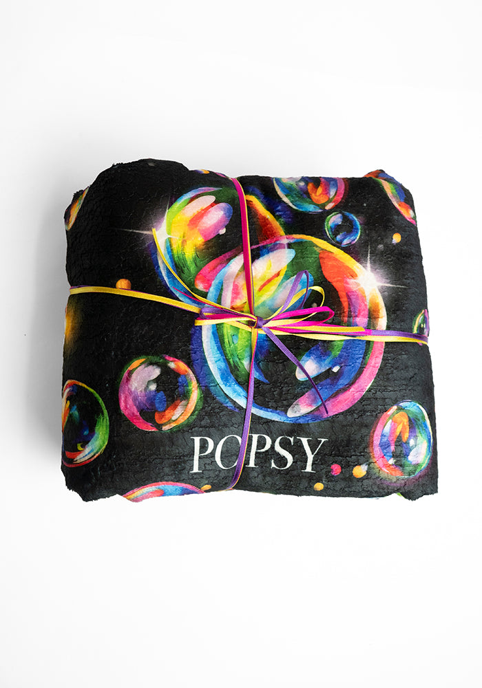 Extra Long Bubbles Print Plush Throw Blanket (Pop-Under)