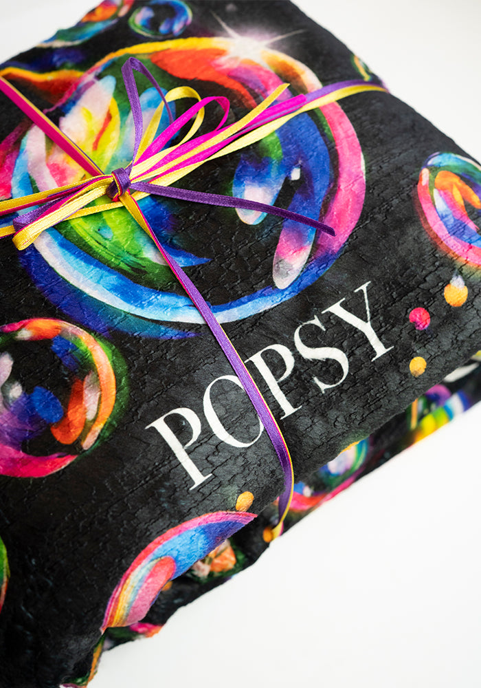 Extra Long Bubbles Print Plush Throw Blanket (Pop-Under)