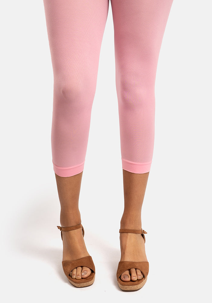 Front view of 50 Denier Premium Capri Tights (Baby Pink)
