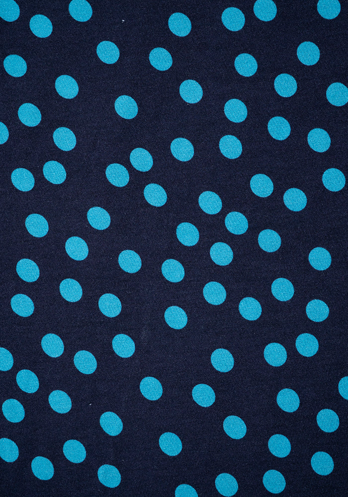 Bailee Navy &amp; Teal Polka Dot Print Viscose Midi Dress
