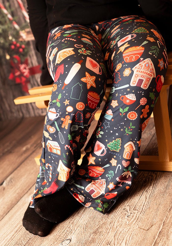 Children's Christmas Baking Print Flare Leggings (Tashna)