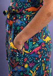 Bambiraptor Dinosaur Print Cotton Midi Dress