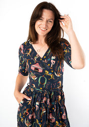 Barnum Circus Troop Print Cotton Midi Dress