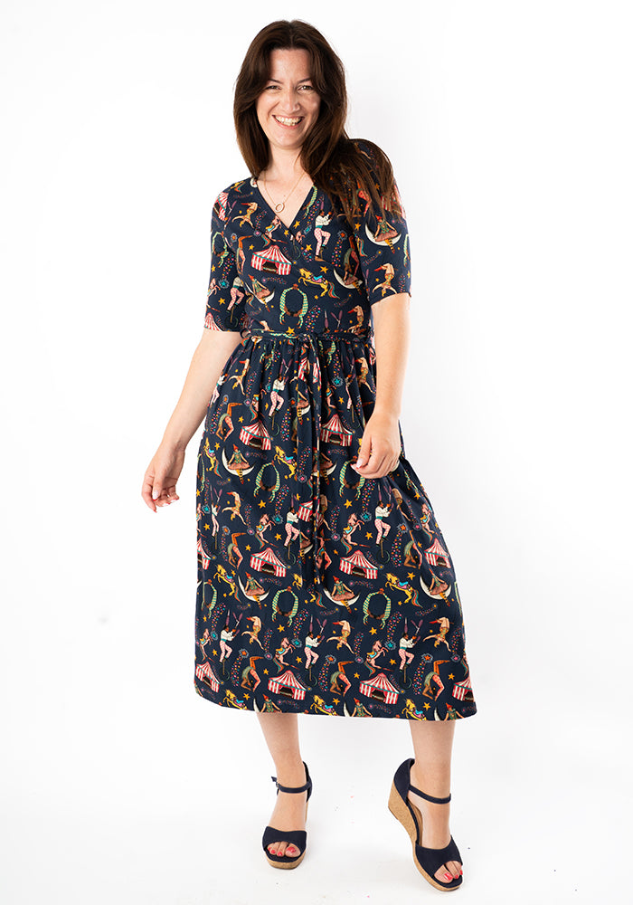 Barnum Circus Troop Print Cotton Midi Dress