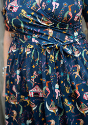 Barnum Circus Troop Print Cotton Midi Dress