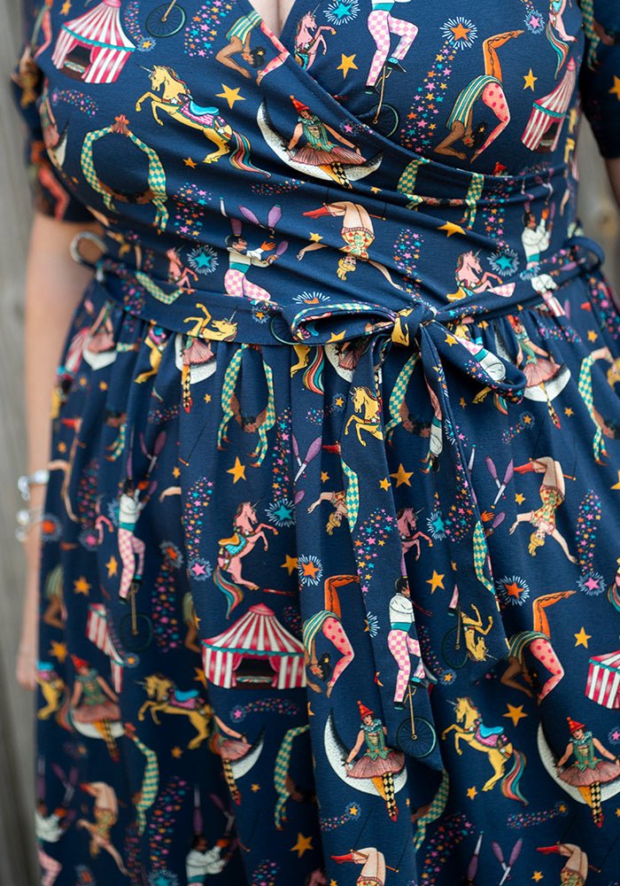 Barnum Circus Troop Print Cotton Midi Dress