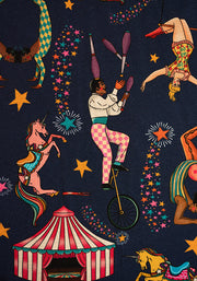 Barnum Circus Troop Print Cotton Midi Dress