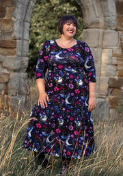 Selvina Bat Floral Print Cotton Midaxi Dress