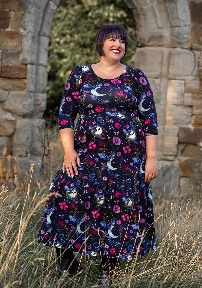 Selvina Bat Floral Print Cotton Midaxi Dress