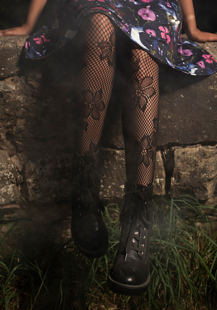 Fourth angle of Floral Net Tights