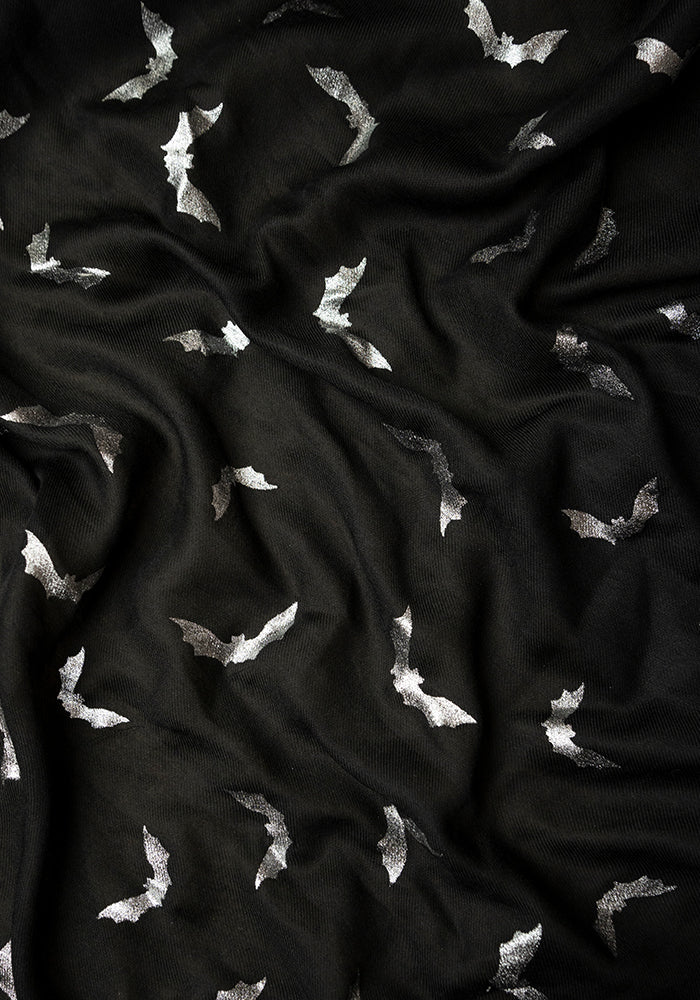 Black Bat Foil Print Scarf