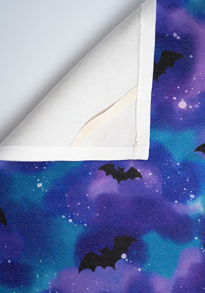 Bats in the Night Sky Print Tea Towel - Purple