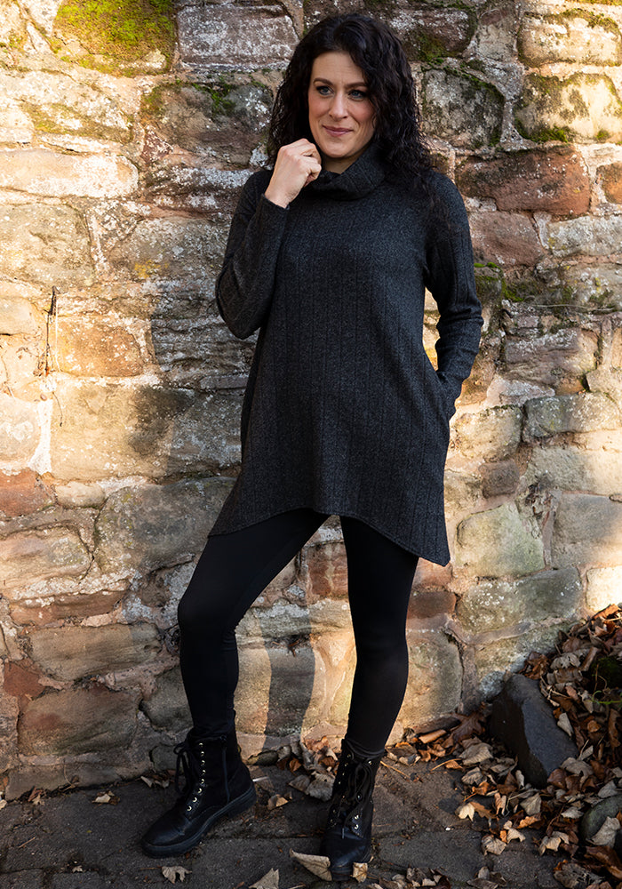Ninth angle of Bexley Grey Brushed Chunky Rib Tunic