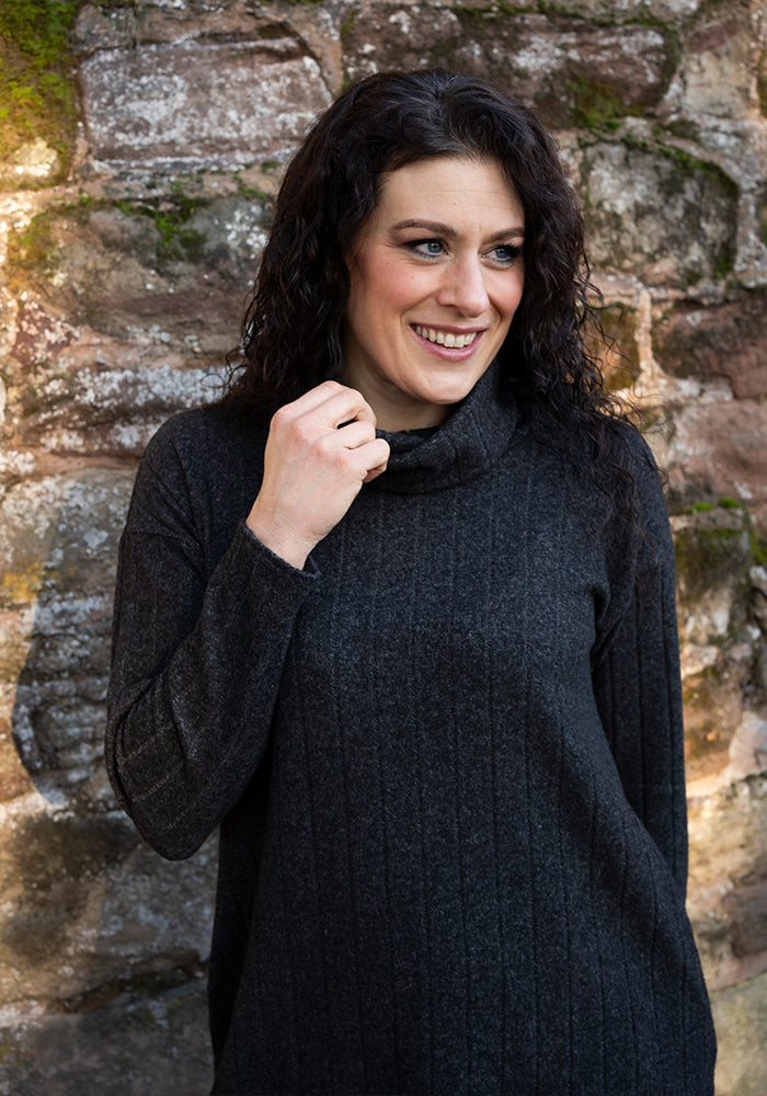 Sixth angle of Bexley Grey Brushed Chunky Rib Tunic