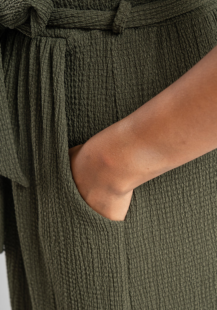Fourth angle of Baxter Plain Khaki Midaxi Dress