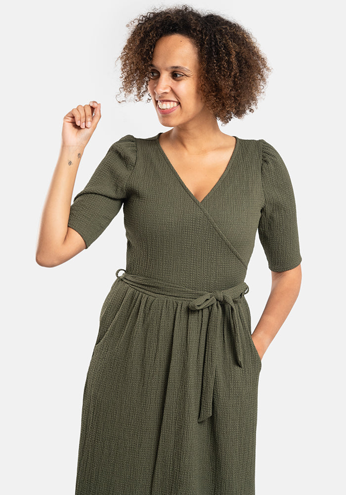 Fifth angle of Baxter Plain Khaki Midaxi Dress