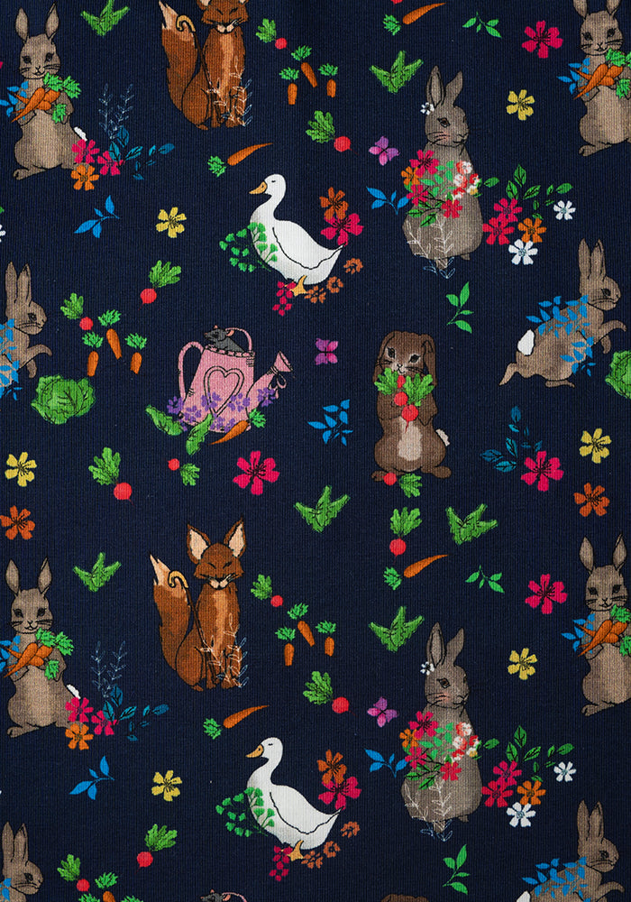 Bea Rabbit Story Print Cotton Midi Dress