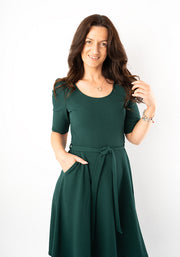Becca Bottle Green Liverpool Crepe Dress