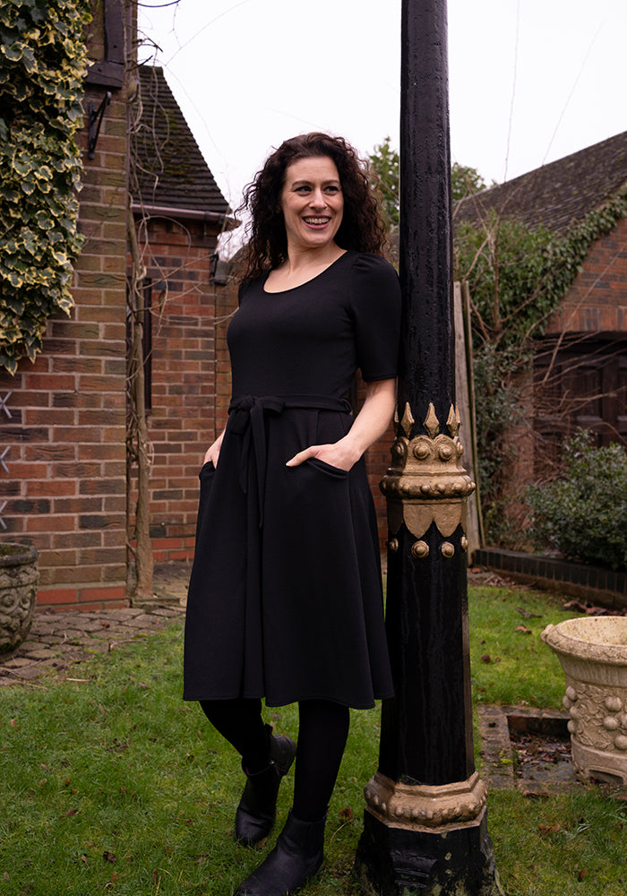 Fourth angle of Becca Black Textured Crepe Dress