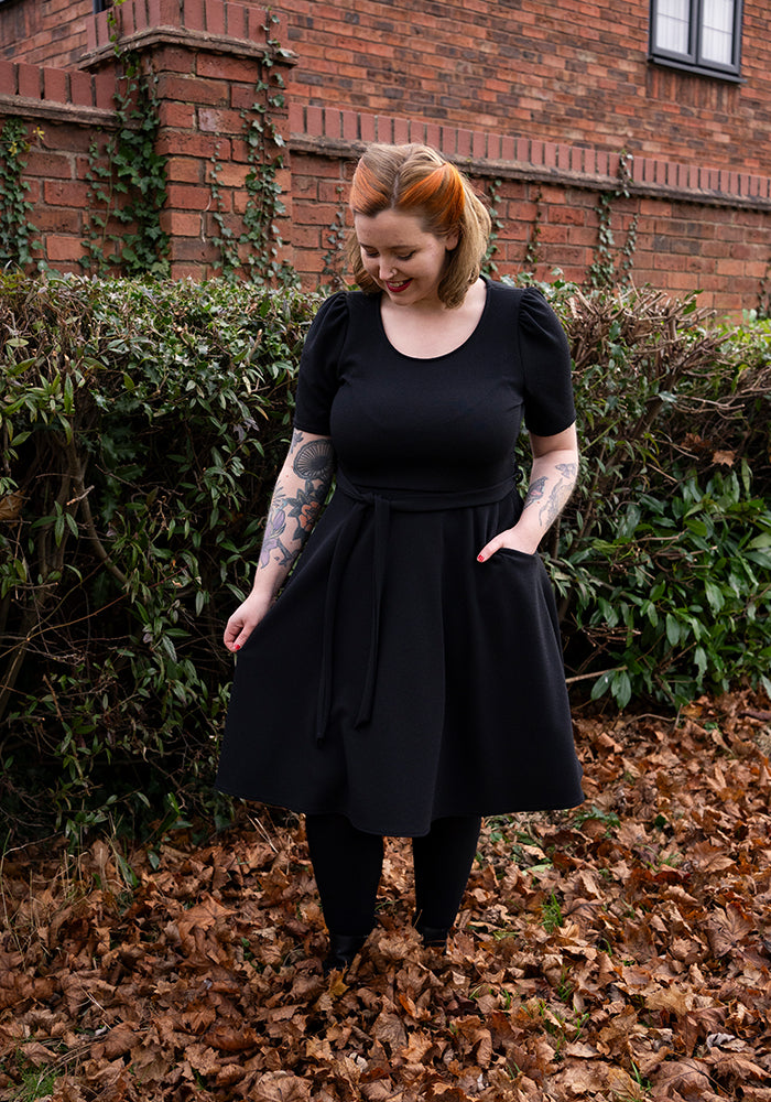 Sixth angle of Becca Black Textured Crepe Dress