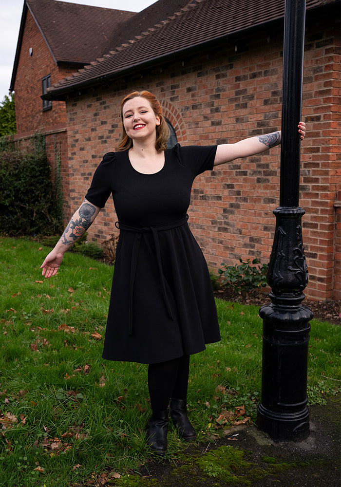 Fifth angle of Becca Black Textured Crepe Dress