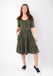 Becker Khaki Brushed Marl Tiered Hem Dress