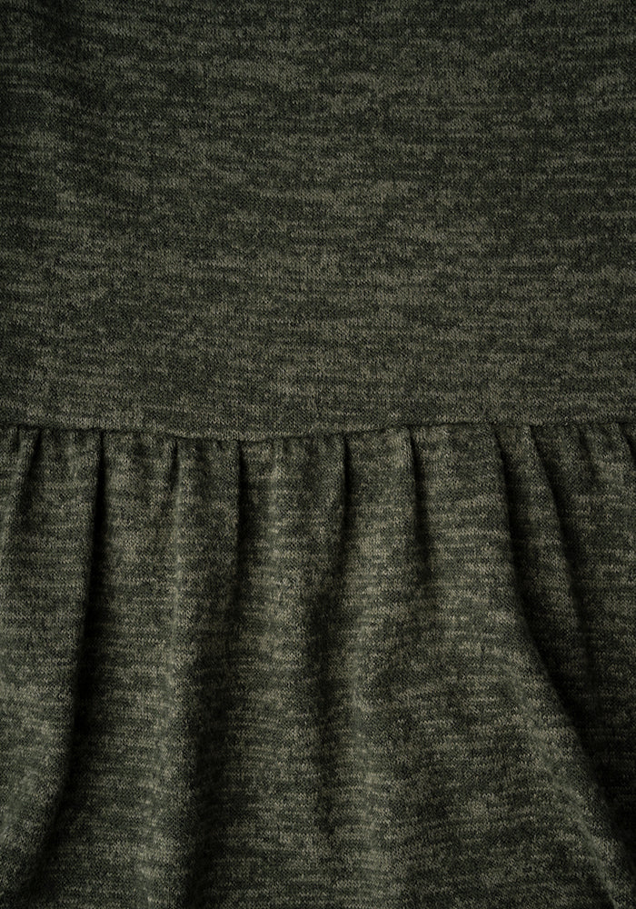 Becker Khaki Brushed Marl Tiered Hem Dress