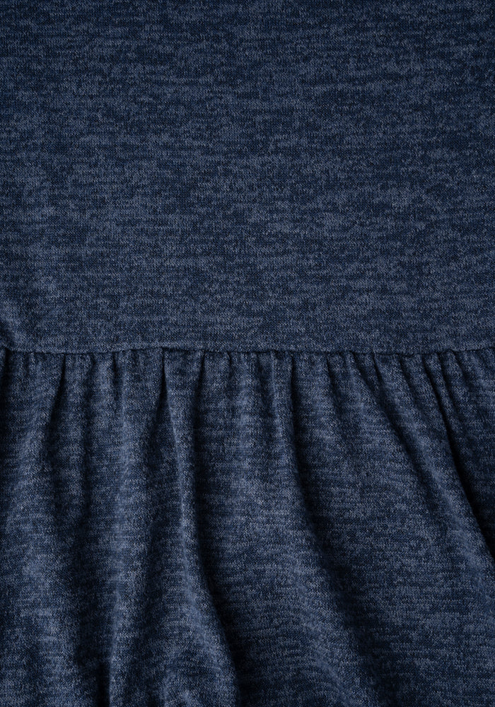Becker Navy Brushed Marl Tiered Hem Dress