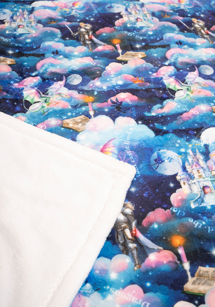 Eighth angle of Pop-under Bedtime Story Print Plush Blanket
