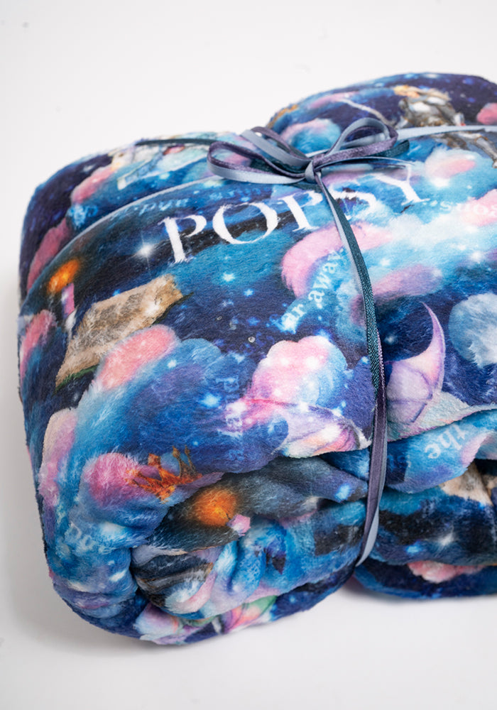 Sixth angle of Pop-under Bedtime Story Print Plush Blanket