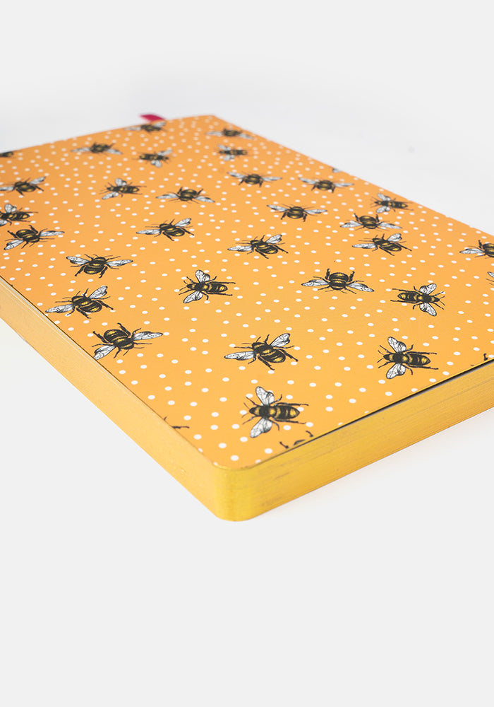 Seventh angle of Cute Bee Print Notebook - Colourful Quirky Journal Gift