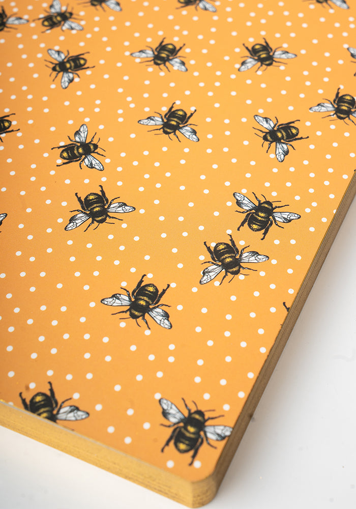 Second angle of Cute Bee Print Notebook - Colourful Quirky Journal Gift