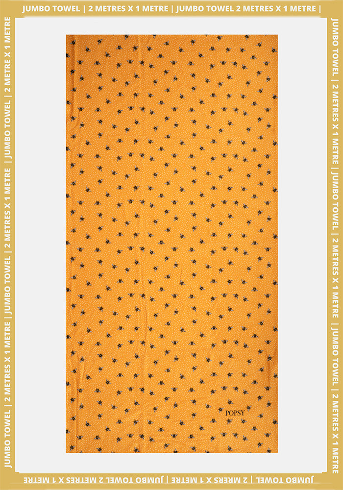 Front view of Bee Print Jumbo Bath Sheet