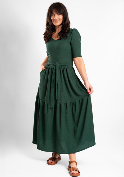 Bell Fern Green Tiered Hem Midaxi Dress