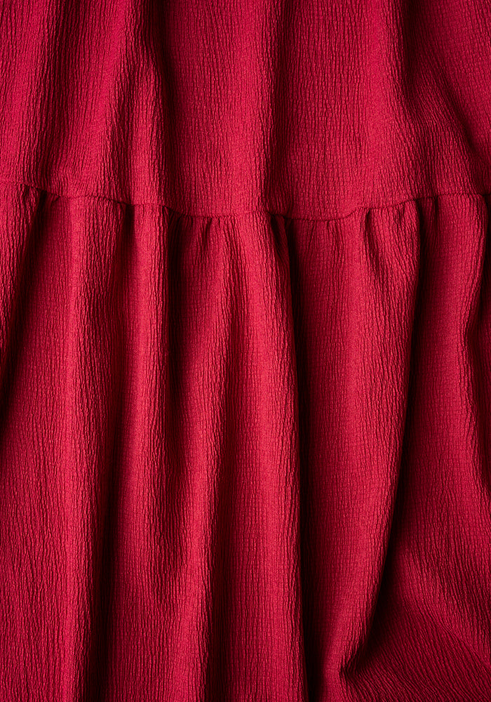 Bell Raspberry Tiered Hem Midaxi Dress