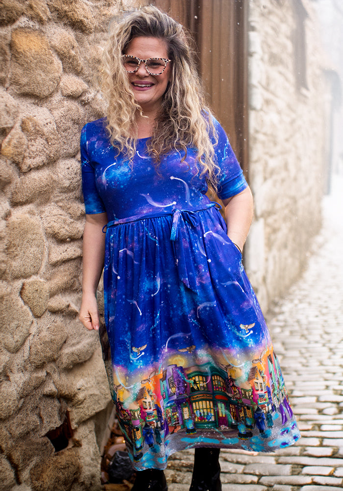 Bellara Magical Street Market Print Midi Dress