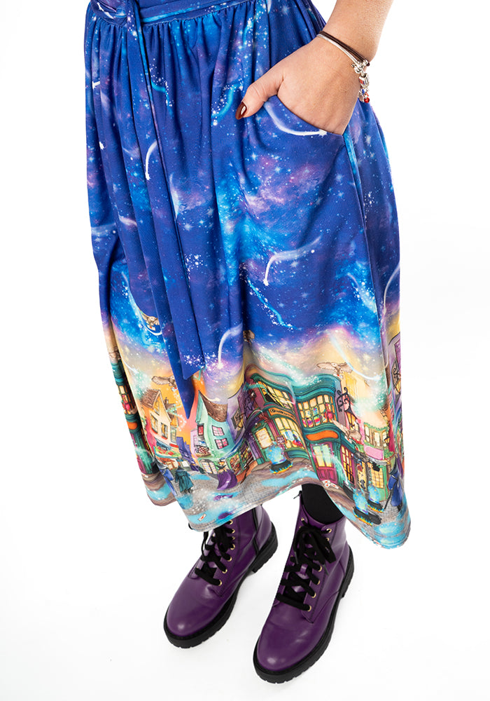 Bellara Magical Street Market Print Midi Dress