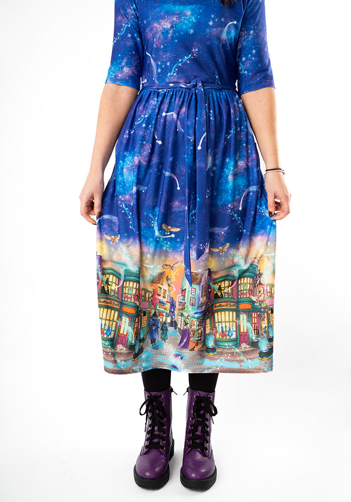 Bellara Magical Street Market Print Midi Dress