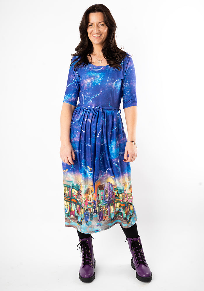 Bellara Magical Street Market Print Midi Dress
