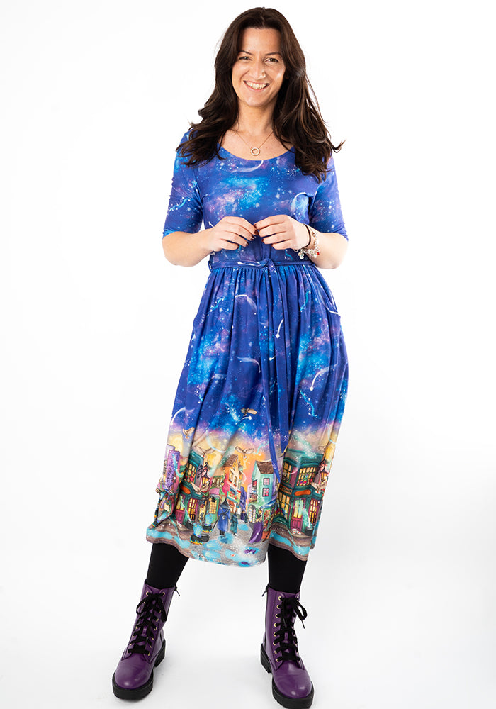 Bellara Magical Street Market Print Midi Dress